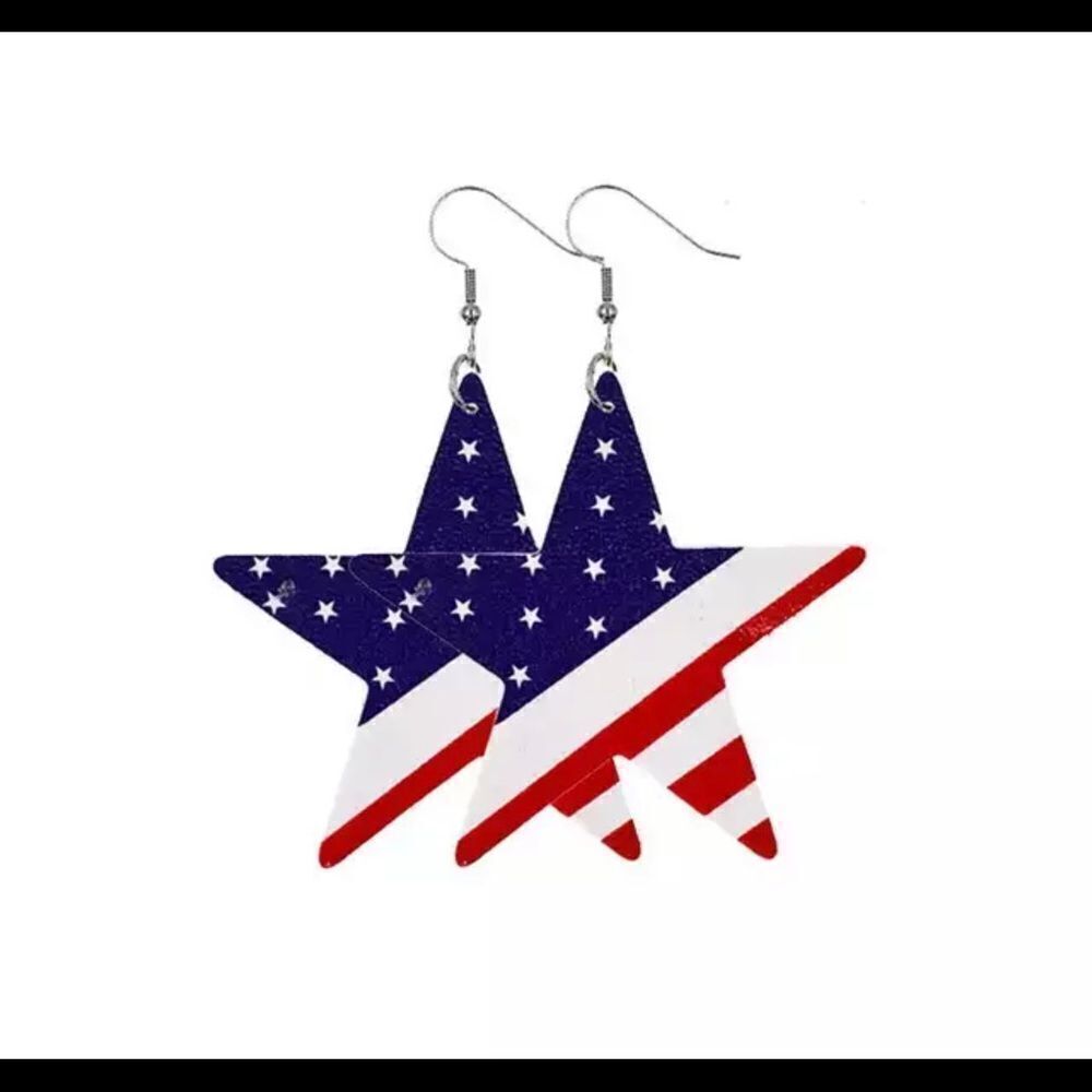 Teardrop American Flag Design Earrings‎ - Picture 5 of 6